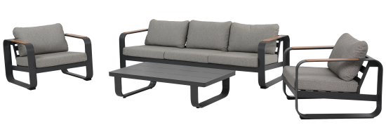 Набор садовой мебели BEGINIA Aldan алюминий серый стол, диван 1 шт, кресло - 2 шт