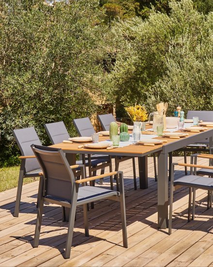 Раздвижной садовый стол BEGINIA Beshtau 200-300x100x75 см алюминий бежевый