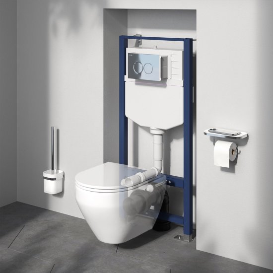 Комплект инсталляция с унитазом AM.PM Jump IS12LM0351.721700 безободковый с микролифтом клавиша цвет хром