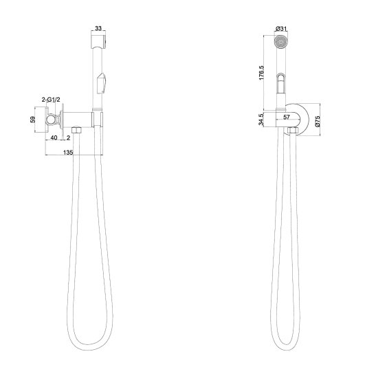Гигиенический душ Esko Marburg набор со смесителем цвет черный