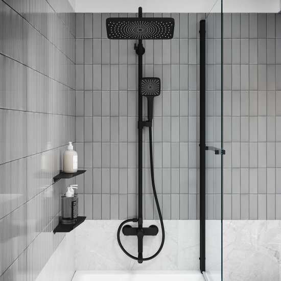 Душевая система Iddis Parker с верхним душем с лейкой со смесителем черная матовая (PARBL3Fi06)