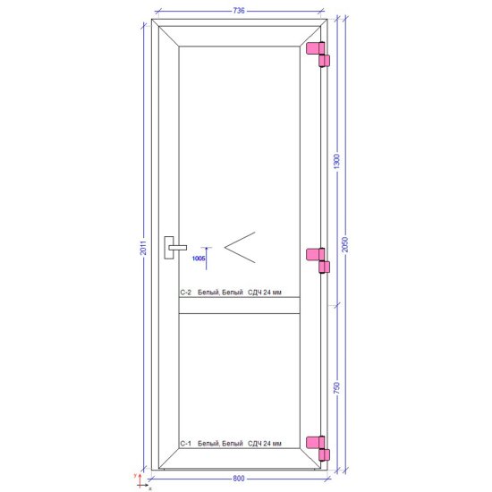 Металлопластиковая дверь VEKA 2050х800 мм алюминиевый порог белая правая стеклопакет