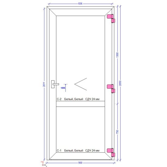 Металлопластиковая дверь VEKA 2050х900 мм алюминиевый порог белая правая стеклопакет