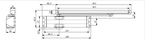 Доводчик дверной Dormakaba 100 кг металл цвет черный