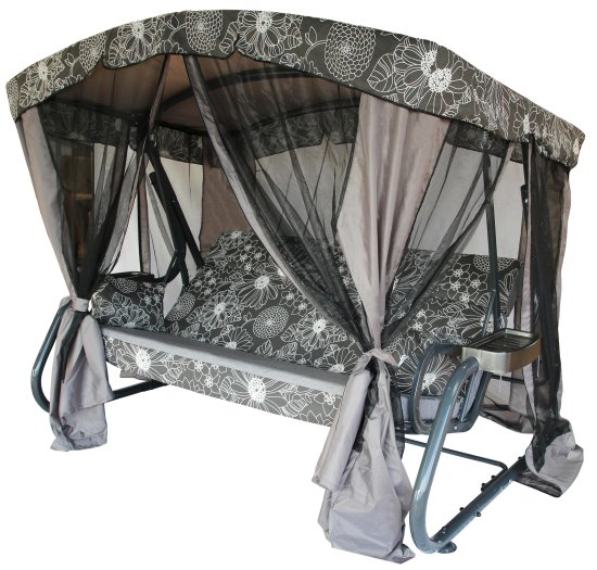 Качели садовые Флора Де Люкс 3-х местные максимальная нагрузка до 350 кг серый