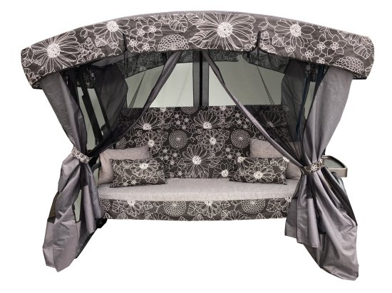 Качели садовые Флора Де Люкс 3-х местные максимальная нагрузка до 350 кг серый