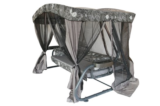 Качели садовые Флора Де Люкс 3-х местные максимальная нагрузка до 350 кг серый