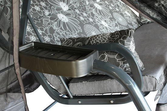 Качели садовые Флора Де Люкс 3-х местные максимальная нагрузка до 350 кг серый