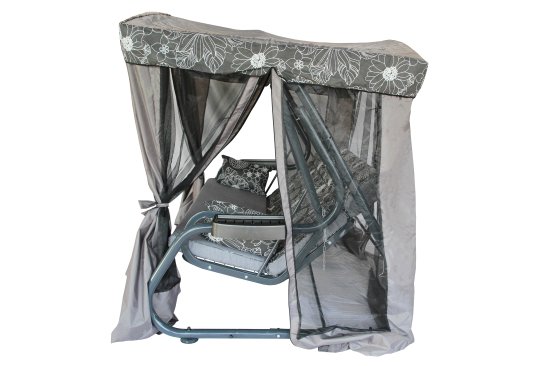 Качели садовые Флора Де Люкс 3-х местные максимальная нагрузка до 350 кг серый