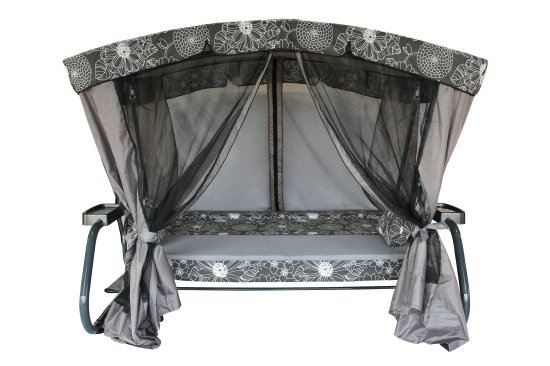 Качели садовые Флора Де Люкс 3-х местные максимальная нагрузка до 350 кг серый