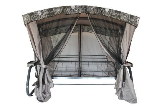 Качели садовые Флора Де Люкс 3-х местные максимальная нагрузка до 350 кг серый