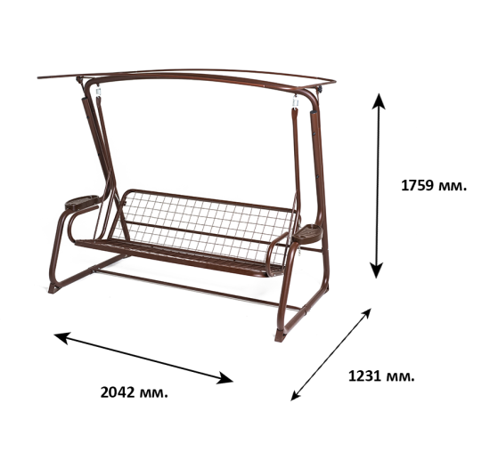 Качели садовые Emmi 3-х местные шоколадный