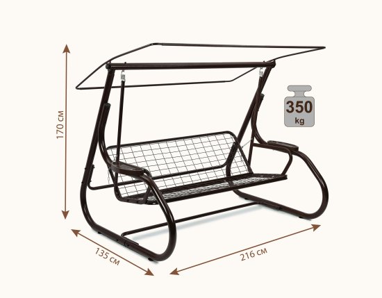 Диван-качели садовые Марсель 3-х местные до 350 кг коричневый