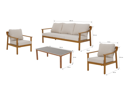 Набор садовой мебели BEGINIA Soga алюминий бежевый диван 1 шт. кресло - 2 шт