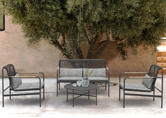 Набор садовой мебели BEGINIA Alazeya сталь серый стол 1 шт, диван 1 шт, кресло - 2 шт