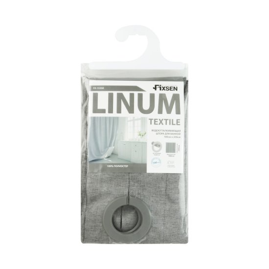 Штора для ванны Fixsen Linum 2000х1800 мм полиэстер серая (1535К)