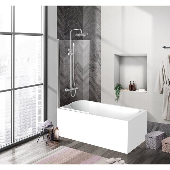 Шторка на ванну распашная 80х150х0,5 см профиль хром BelBagno Uno (UNO-V-1-80/150-C-Cr)