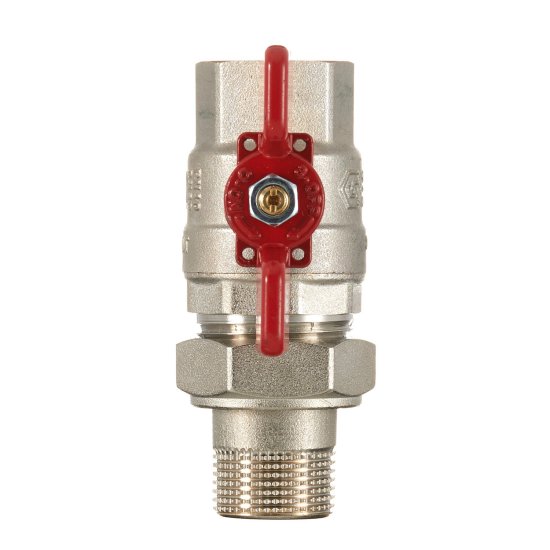 Кран шаровой латунный Stout SVB 3/4 ВР(г) х 3/4 НР(ш) полнопроходной бабочка со сгоном прямой (SVB-1007-200020)