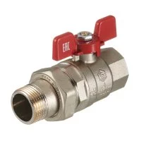 Кран шаровой латунный Stout SVB 1 ВР(г) х 1 НР(ш) полнопроходной бабочка со сгоном прямой (SVB-1007-200025)