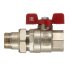 Кран шаровой латунный Stout SVB 1 ВР(г) х 1 НР(ш) полнопроходной бабочка со сгоном прямой (SVB-1007-200025)