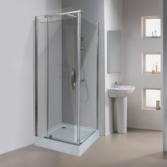 Душевой уголок Alex Baitler AB-2 хром 100х100х200 см квадрат стекло прозрачное 8 мм