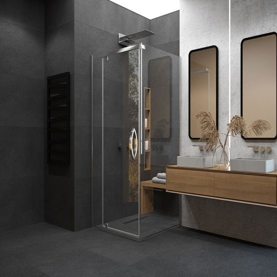 Душевой уголок Alex Baitler AB-2 хром 100х100х200 см квадрат стекло прозрачное 8 мм