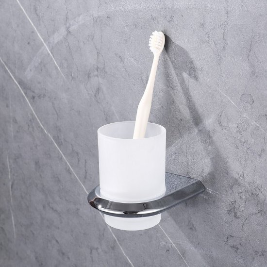 Стакан для ванной Abber Nord с держателем стекло матовый/металл хром (AA1556)