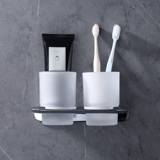 Стакан для ванной Abber Nord с держателем двойной стекло матовый/металл хром (AA1557)