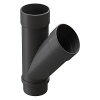 Тройник трубы Docke Lux пластиковый d100 мм 45° графитовый серый RAL 7024