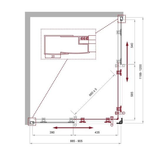 Душевой уголок BelBagno Uno хром 120х90х195 см прямоугольник стекло прозрачное 5 мм (UNO-195-AH-2-120/90-C-Cr)
