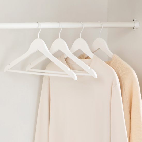 Плечики для одежды KONSENSA 44.5 см с покрытием soft touch дерево цвет белый 4 шт.