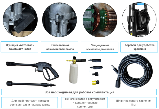 Мойка высокого давления Deko DKCW210, 210 бар, 465 л/ч
