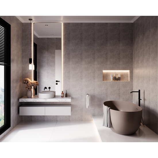 Стеновая панель ПВХ Монако серый 2700x375x8 мм 1.0125 м²