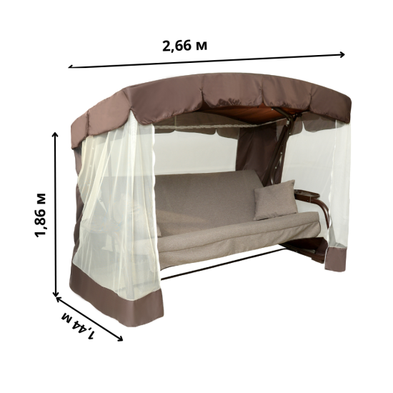 Качели садовые Саванна 4-х местные 320 кг цвет коричневый