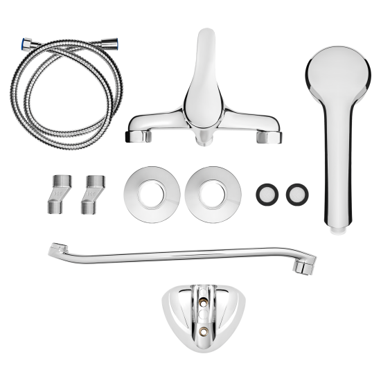 Смеситель для ванны KONSENSA Мауро однорычажный универсальный с лейкой и шлангом цвет хром