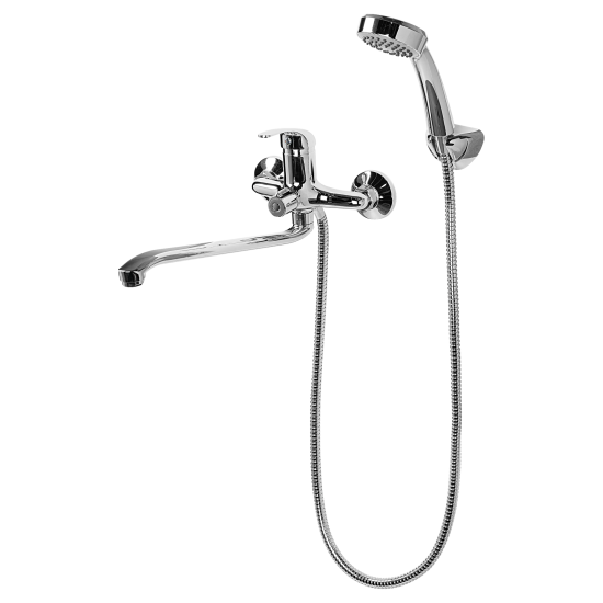 Смеситель для ванны KONSENSA Мауро однорычажный универсальный с лейкой и шлангом цвет хром