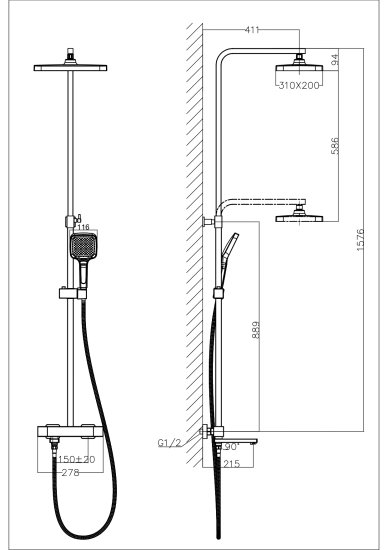 Душевая система Gappo Eder с термостатом 3 режима цвет хром