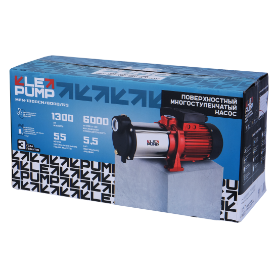 Насос садовый поверхностный Lepump MPN-1300CN/6000/55, 6000 л/ч