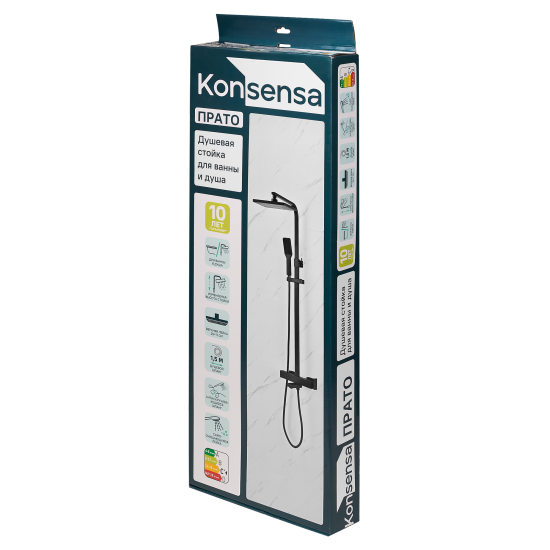 Душевая система KONSENSA Прато со смесителем цвет черный матовый