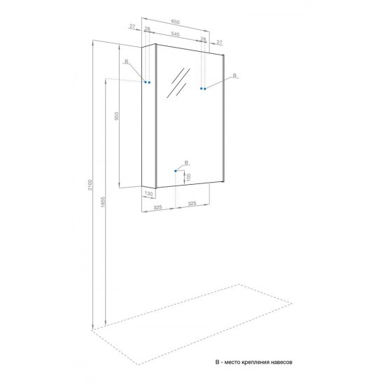 Зеркальный шкаф Aquaton Либерти 65х95х13 см дуб эльвезия