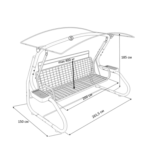 Качели садовые Amsterdam 4-х местные шоколадный