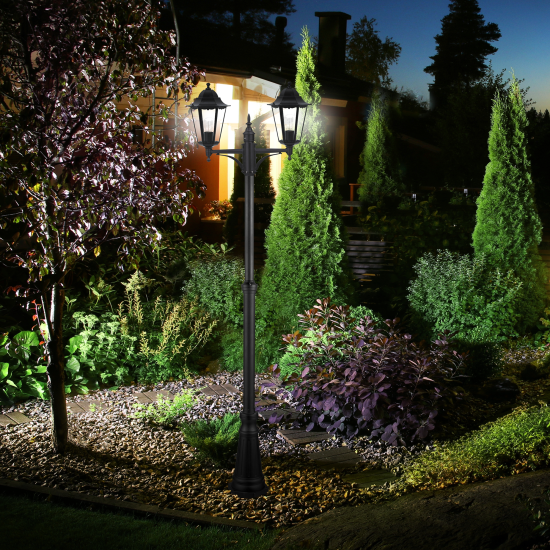 Светильник уличный напольный KREAFORTA Whillans 2 лампы 200 см цвет черный