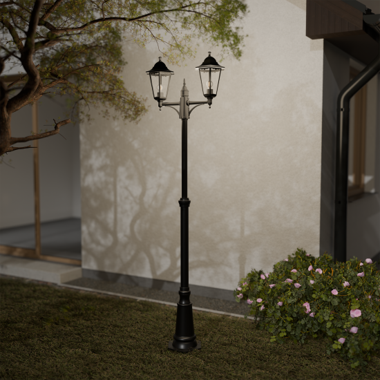 Светильник уличный напольный KREAFORTA Whillans 2 лампы 200 см цвет черный
