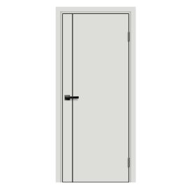 Дверь межкомнатная глухая Асти_В 60x200 см Hardflex цвет белый жемчуг с замком и петлями