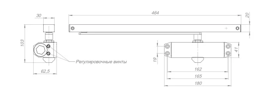 Доводчик дверной Ajax DCTR40-100 Slide 100 кг алюминий цвет черный