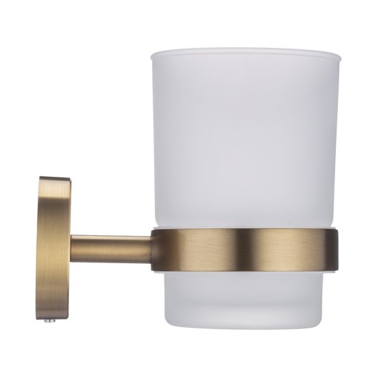 Стакан для ванной Swedbe Select с держателем стекло матовый/металл золото (9813GO)