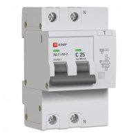 Автомат дифференциальный EKF PROxima АД-2 25А 1P+N тип AC 300 мА 6 кА (DA2-6-25-300-pro)