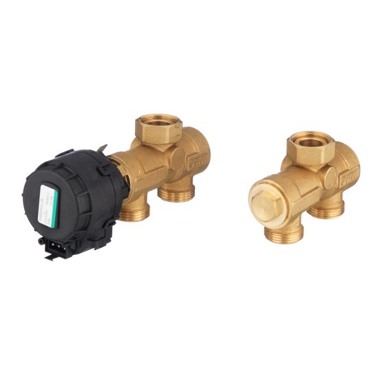 Клапан смесительный 3-х ходовой Stout 3/4 ВР(г) х 3/4 НР(ш) для обвязки котла с бойлером комплект (SFB-0001-000001)