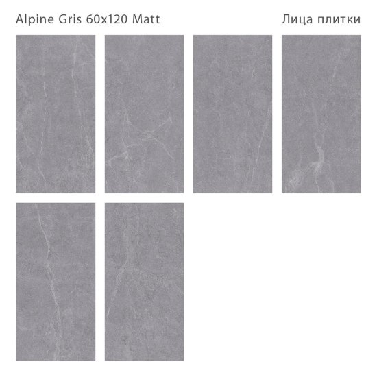 Керамогранит Staro Silk Alpine Gris Matt серый матовый 1200x600x8 мм (3 шт.=2,16 кв.м)