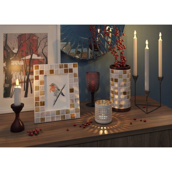 Мозаика стеклянная KREAFORTA бежево-белая 327x327x4 мм